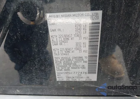 2020 Nissan Rogue Sv Fwd z USA, uszkodzony, nr VIN 5N1AT2MT5LC777476